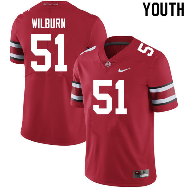 Ohio State Buckeyes Trayvon Wilburn Youth #51 Scarlet Authentic Stitched College Football Jersey